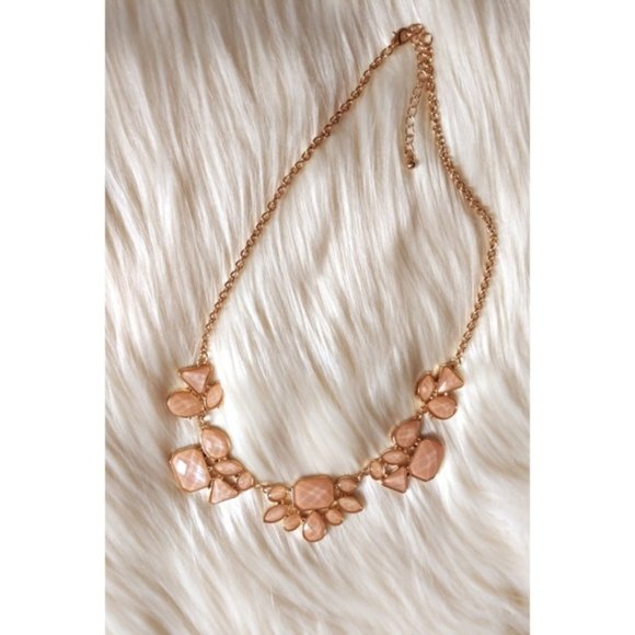 Nwt Nude Pink and Gold Statement Necklace - Picture 2 of 2